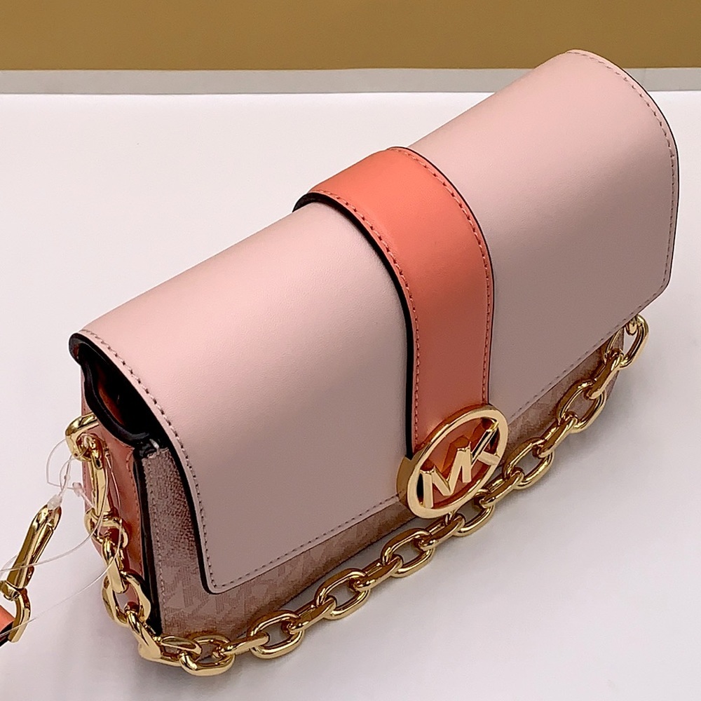 Michael Kors Carmen Small Monogram Flap Crossbody - Sherbert color - Picture 9 of 16